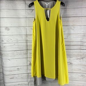 Bar III Yellow Green Asymmetrical Dress Size S